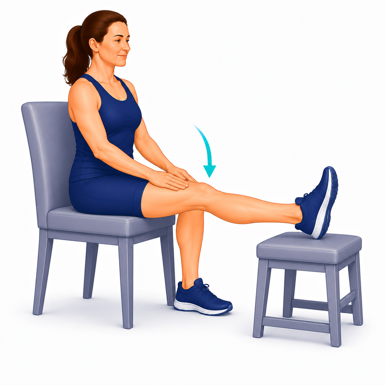 Assisted Knee Extension Stretch exercise illustration