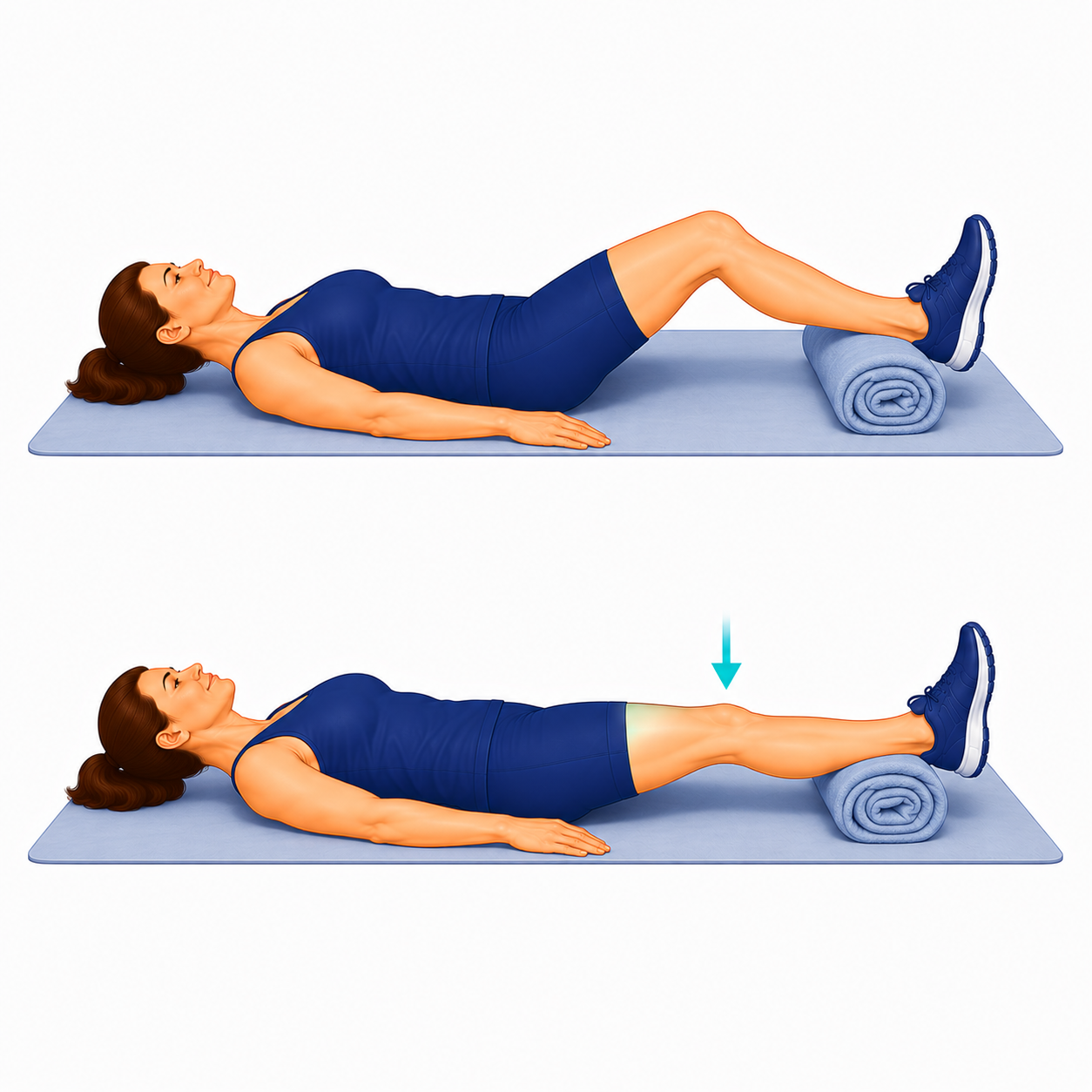 Heel Prop Quad Set exercise illustration