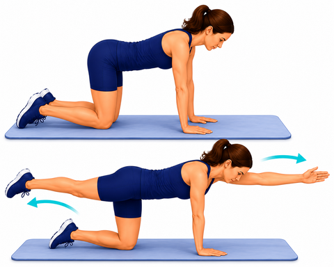 Modified Bird Dog exercise illustration