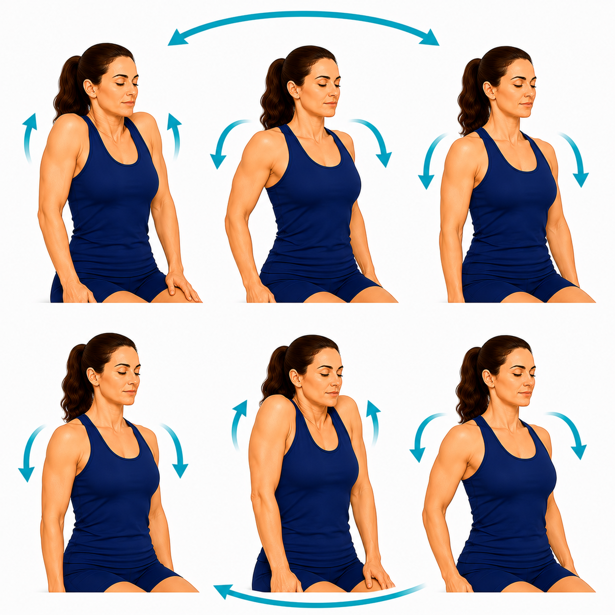 Gentle Shoulder Rolls exercise illustration