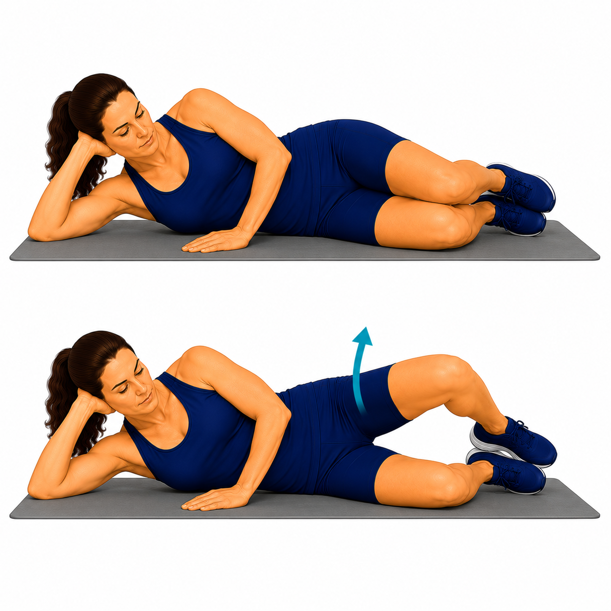 Side-Lying Hip Rotation (Clamshell) exercise illustration